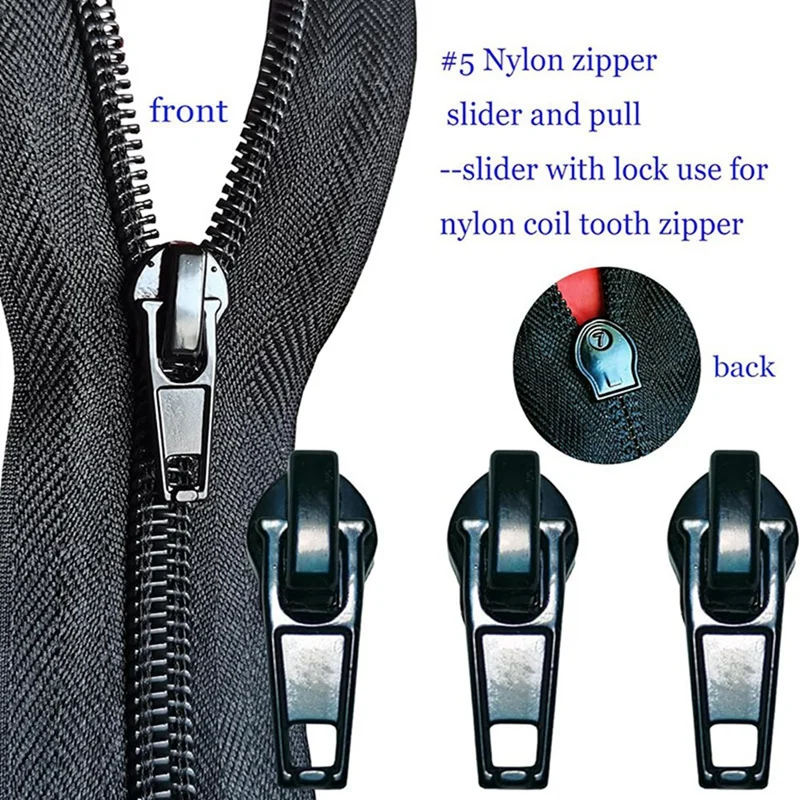 Zipper Repair Kit 5 Slider With Slider Metal Zipper Fixing Box Zipper Puller Clothing Zipper Puller With Lock Durable