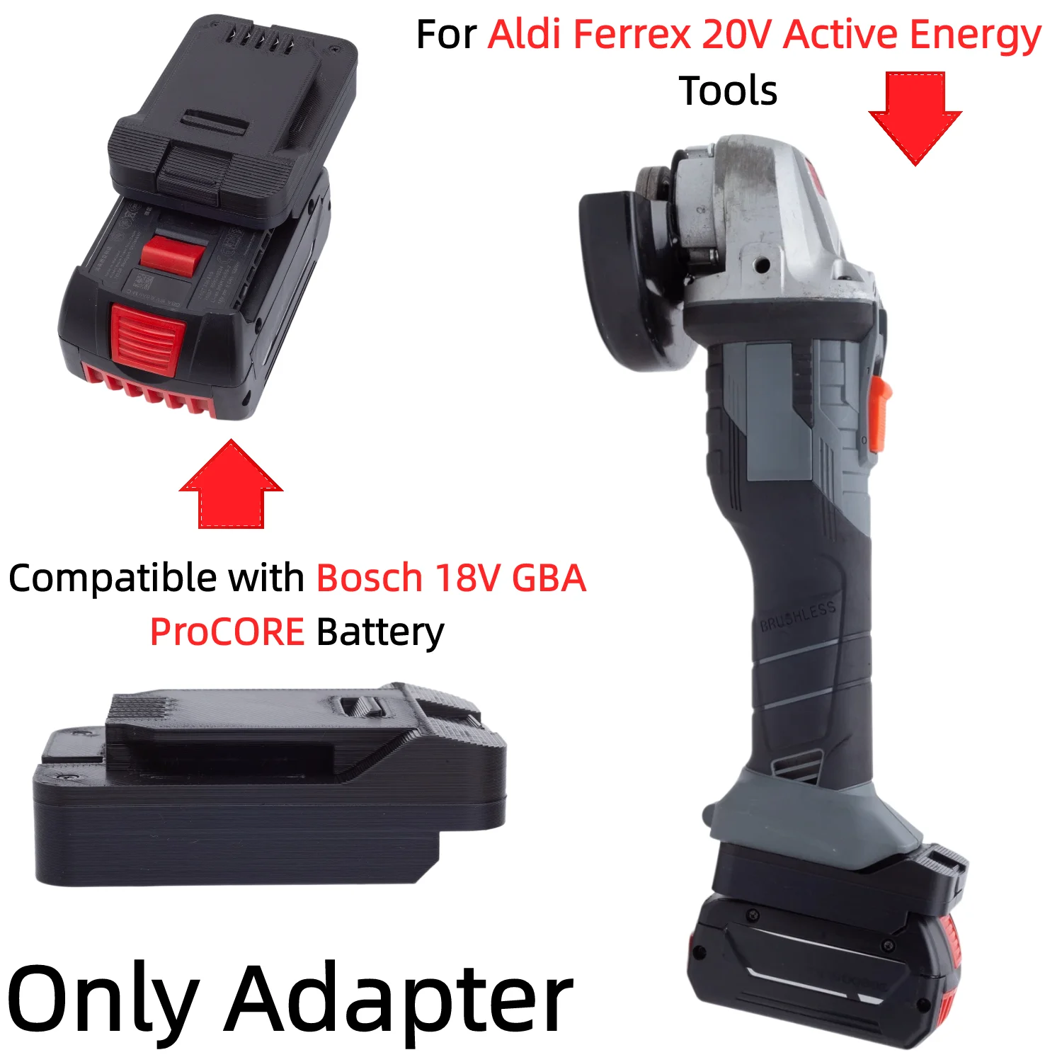 Battery Adapter for Bosch 18V GBA ProCORE Battery To Aldi Ferrex 20V Active Energy Cordless Drill Impact Wrench(Only Adapter)