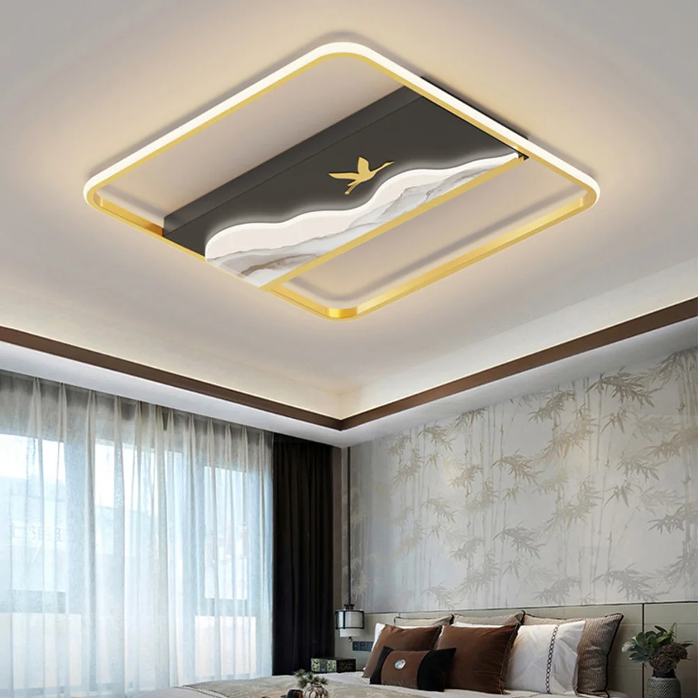 Modern Led Square Chandelier Aisle Light Living Room Dining Hall Corridor Light Indoor Lighting Chinese Style Zen Ceiling Light