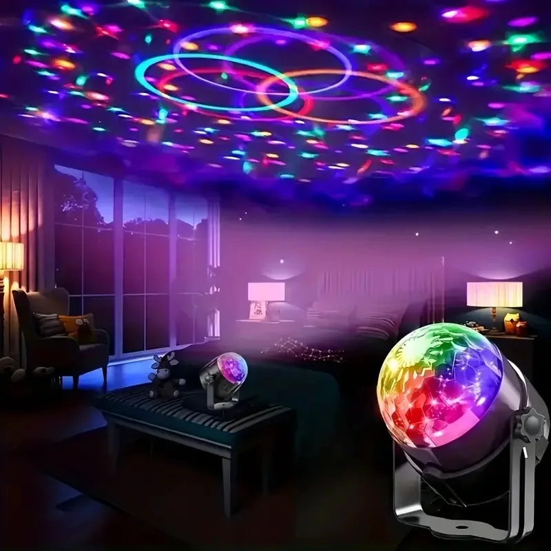 USB RGB Rotating Disco Ball Light Disco Dance DJ Strobe Mini Party Light Wedding Dance Christmas KTV Birthday Bar Decoration