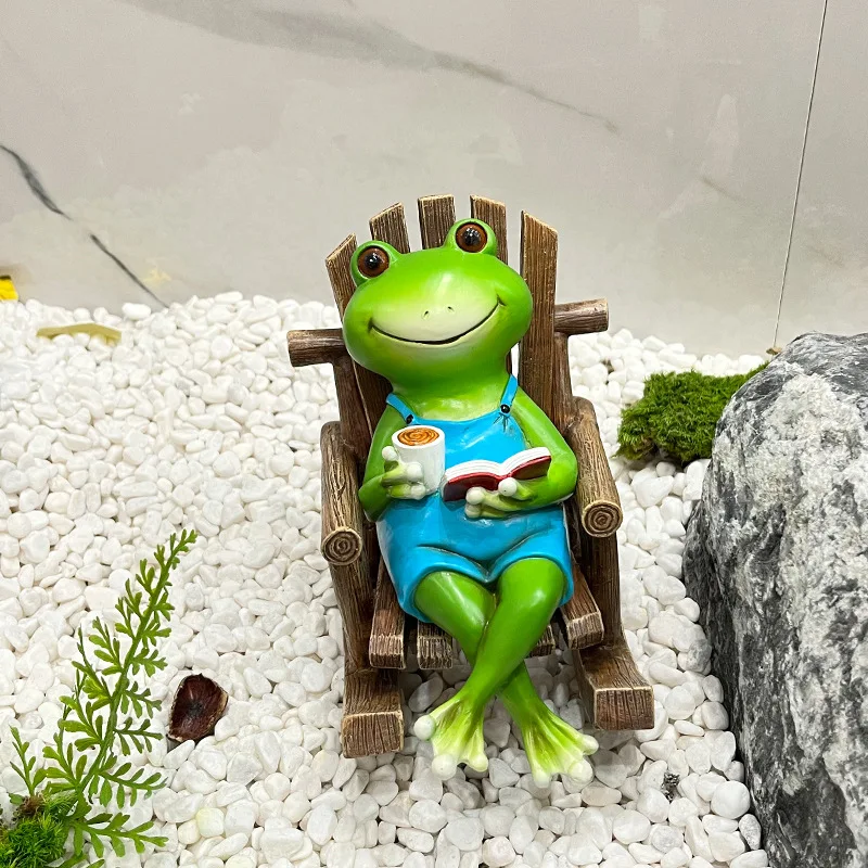 Creative frog rocking chair decompression ornaments home desktop decoration fun birthday gift resin crafts