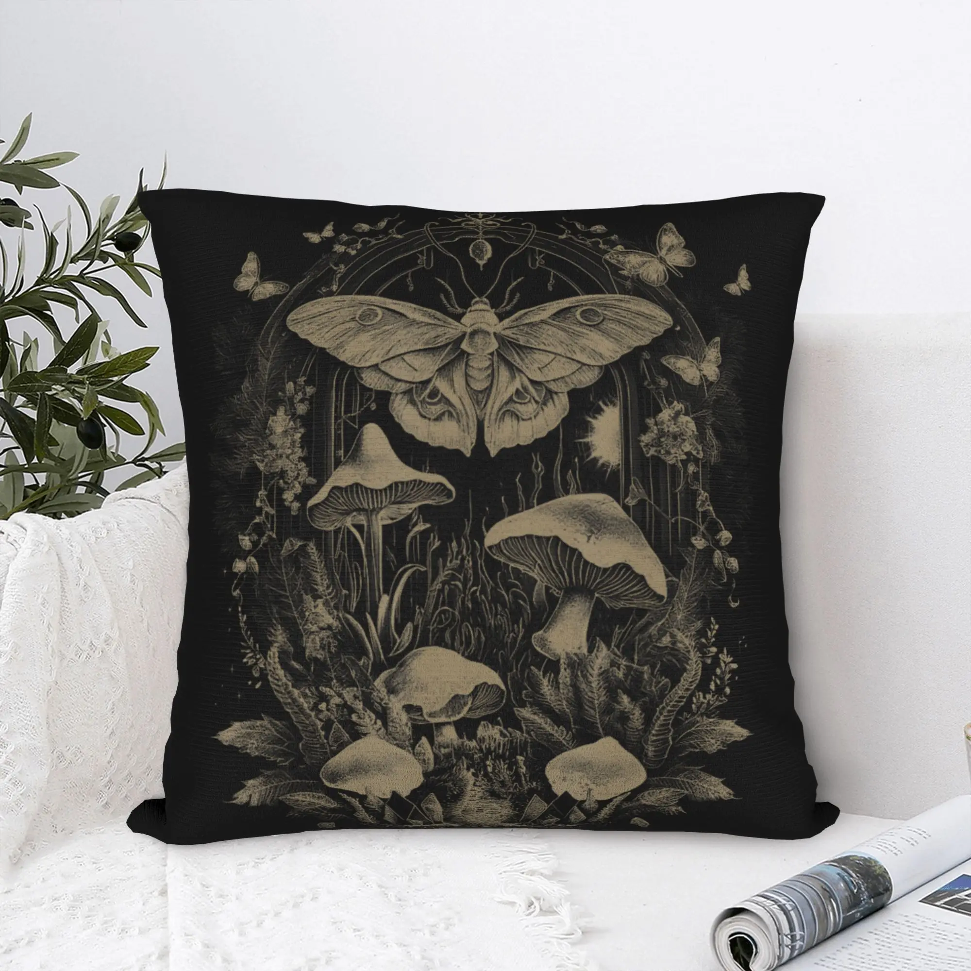 Cute Fairycore Luna Moth Grunge Aesthetic Pillowcase Printing Polyester Cushion Cover Goblincore Pillow Case Cover Home Zipper