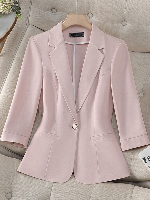 

Повседневная женская приталенная куртка на лето: тонкая, модная, с рукавом 3/4, дышащая, удобная, с круглым низом, цветная