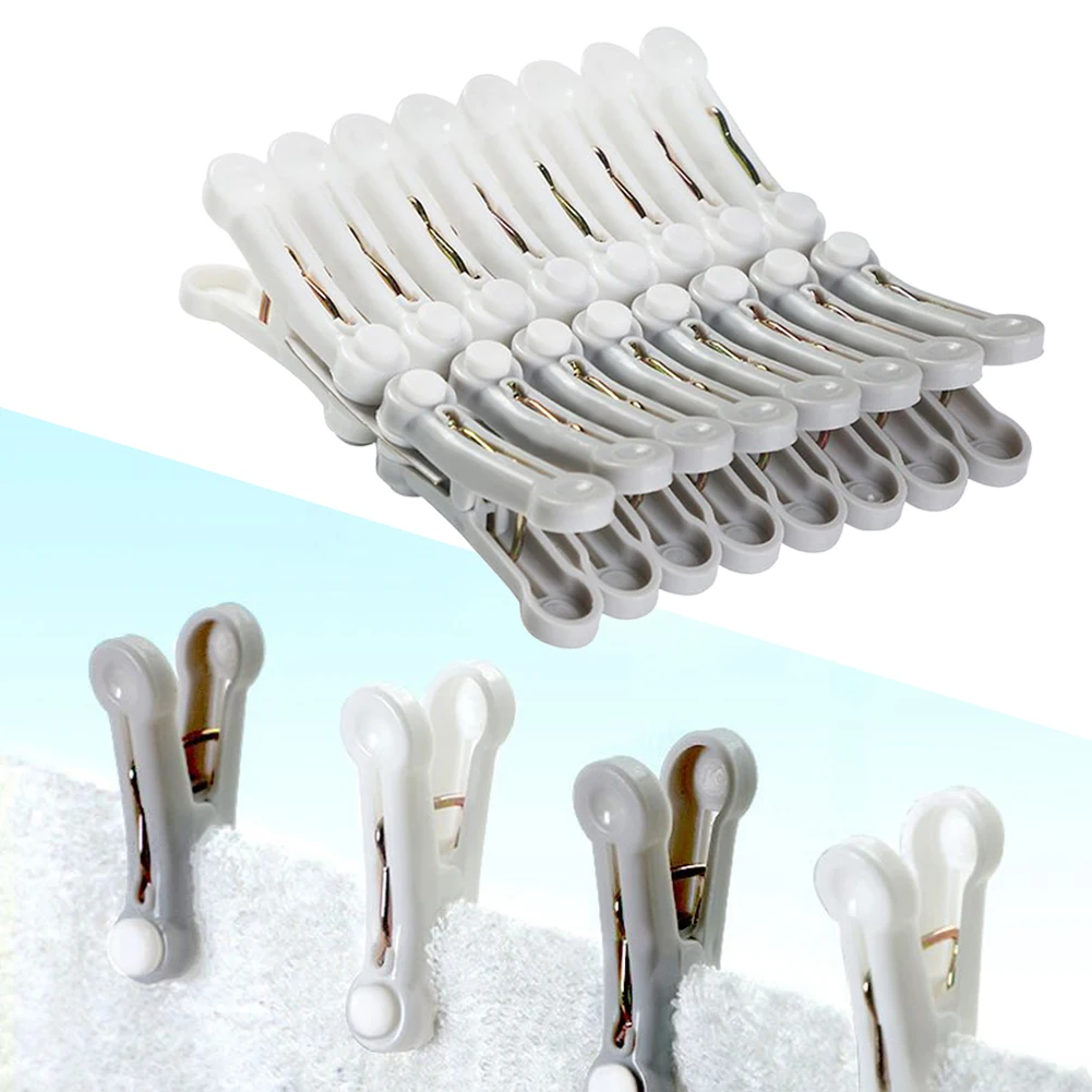 16pcs Non-Marking Drying Clip Windproof Clothes Fixed Soft Rubber Multifunctional Laundry Drying Beach Towel Clips Clothes Pegs