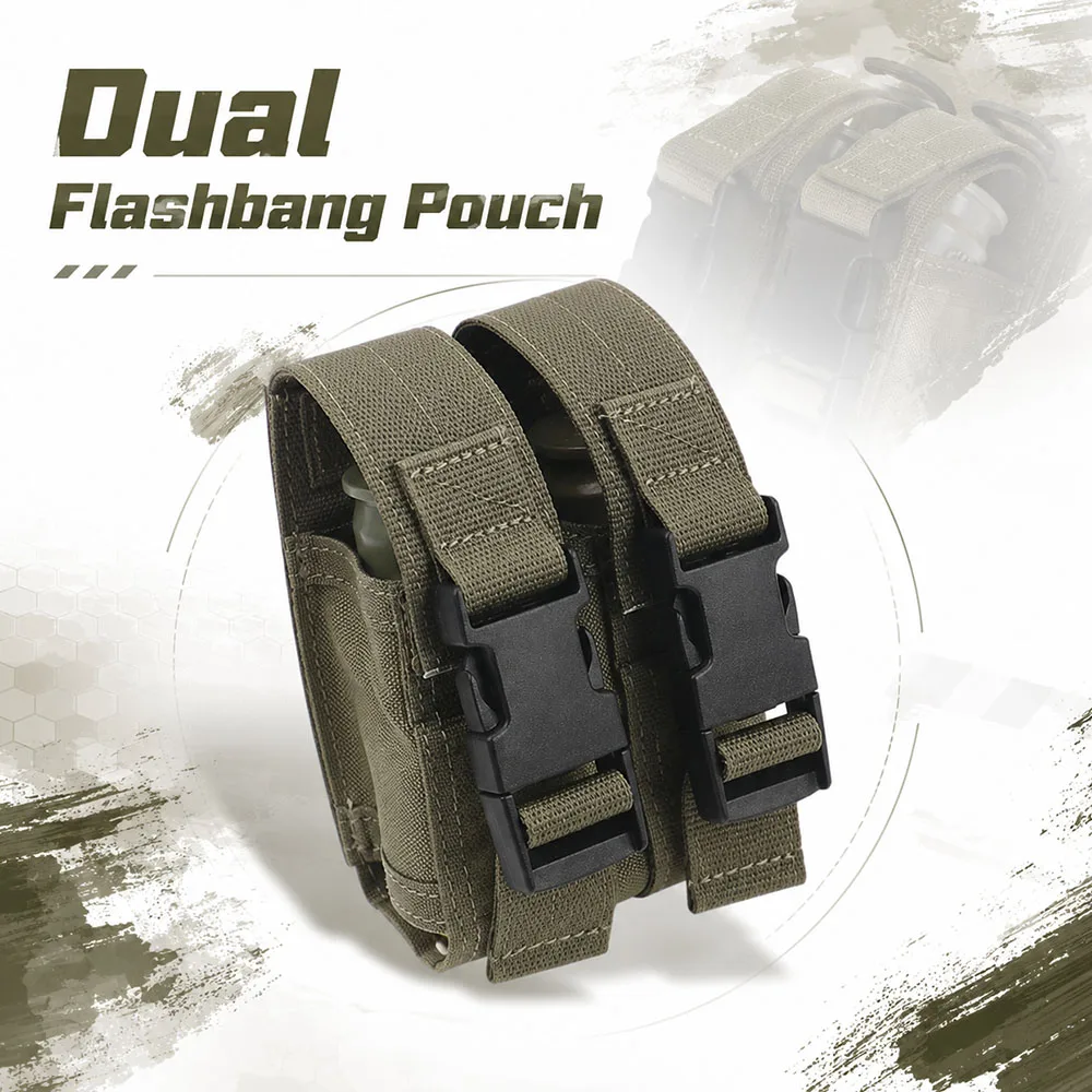 

Tactical Dual Flashbang Pouch MOLLE Quick Release Utility Pouch Open-Top Magazine Pouch for Airsoft Paintball Hunting Combat