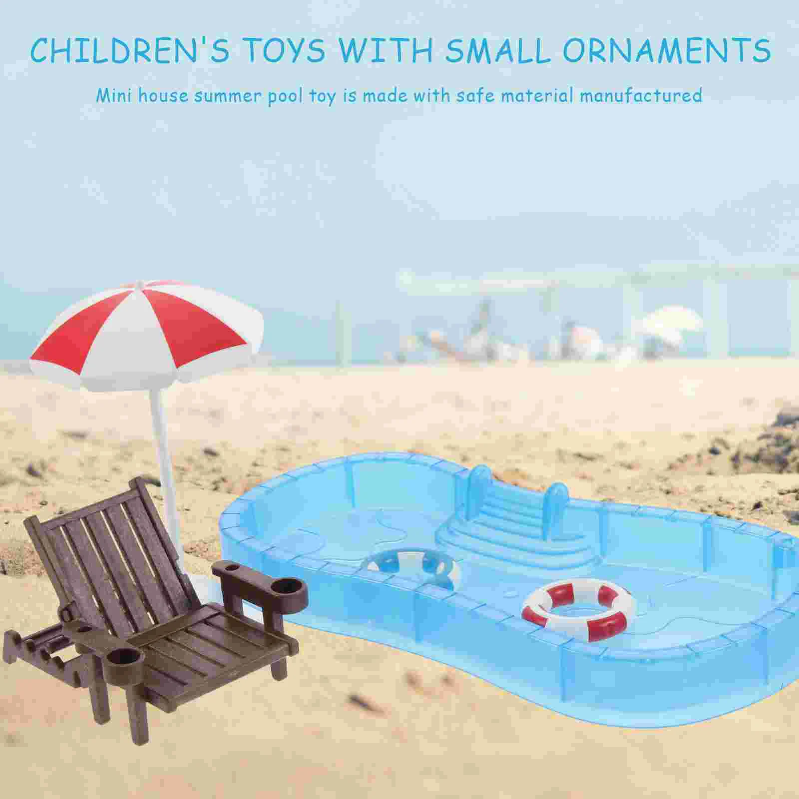 Micro Scene Ornaments House Beach Chair Toy Mini Swim Pool Set Baby Home Decor