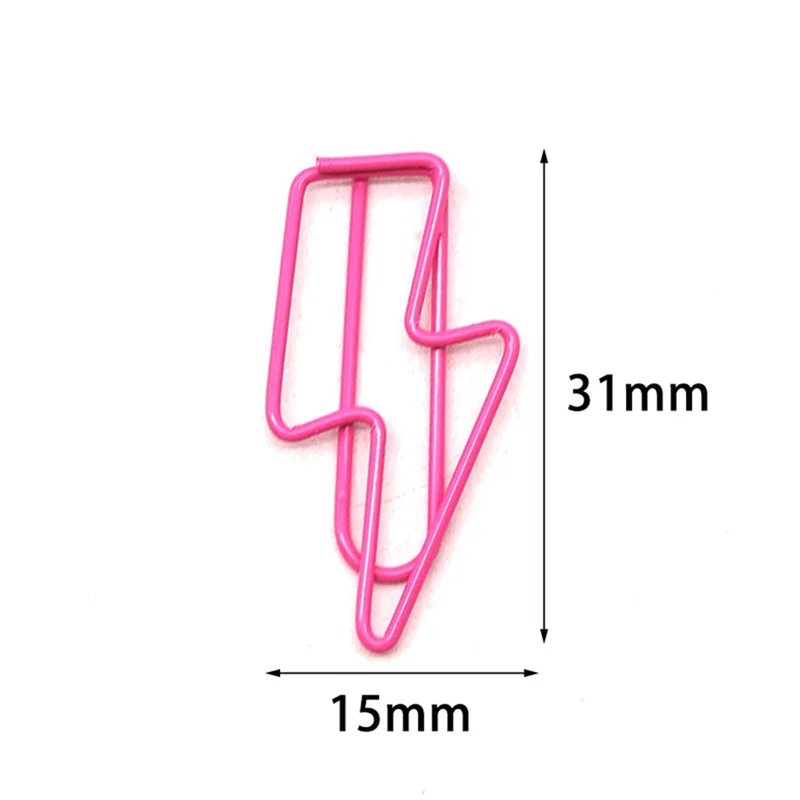 100 Pcs Lightning-Shaped Paper Clips - Metal Paperclips Set For Office, School File Organization, Desktop,Party Decor