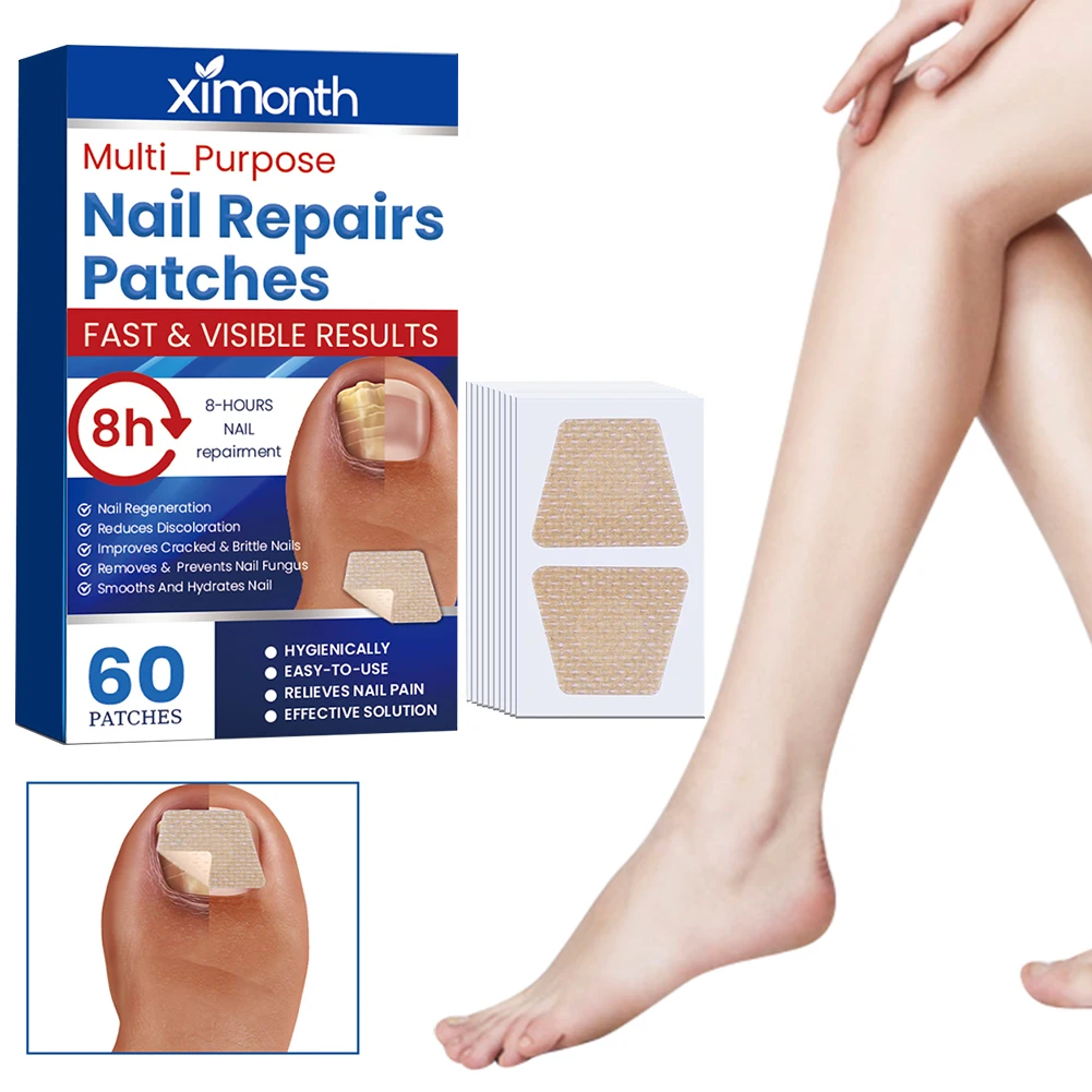60Pcs Toenail Fungus Patch Breathable Nail Repair Patches Nail Repair Stickers Waterproof Sticky for Discolored Or Damaged Nails