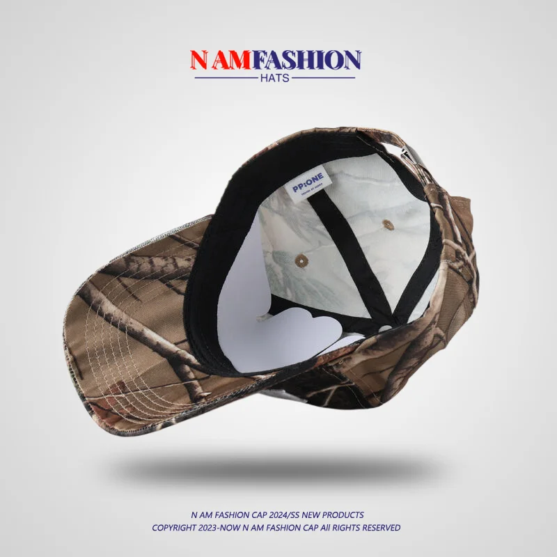 Retro Camouflage Baseball Cap Embroidered Printed Peaked Cap Female Street Fashion Curved Brim Small Face