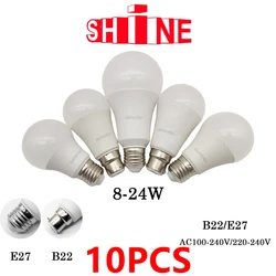 10PCS Led Bulb Lamps A60/A80 E27 B22 AC120V/AC220V Light Real Power 8W-24W 3000K/4000K/6000K Lamps For Home and Office Lighting