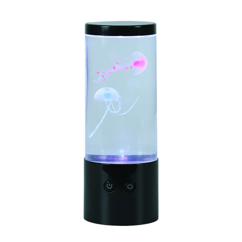 Round USB Jellyfish Lamp LED Color Changing Aquarium Light - Silent Night Light Ambient Home Decor Mood Lamp for Bedroom