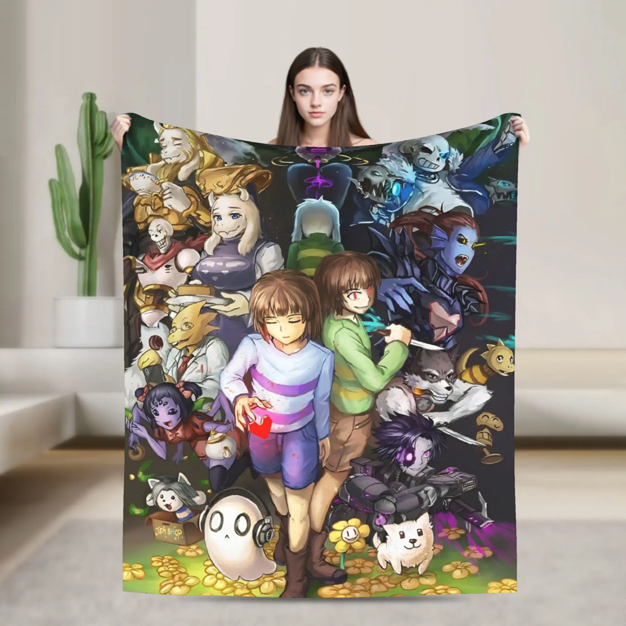 Undertales Sans Game Blanket Cover  Wool Throw Blanket Summer Air Conditioning Decoration Lightweight Bedsprea,