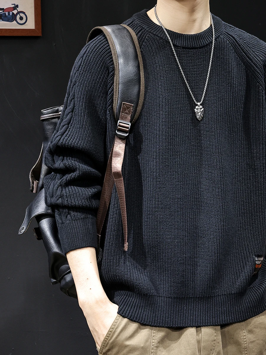 

Laid-ba High-End Men's Knitted Sweater Winter 2025 New plus Size American Sle Heavyweight Trendy Long Sve Casual Knitwear