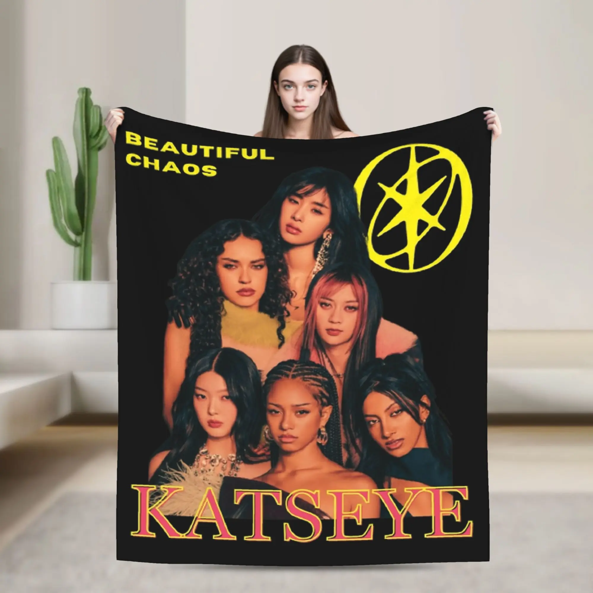 Katseye Beautiful Chaos Kpop Blankets Coral Fleece Plush All Season  Breathable Soft Throw Blanket for Bedding Car Bedspread