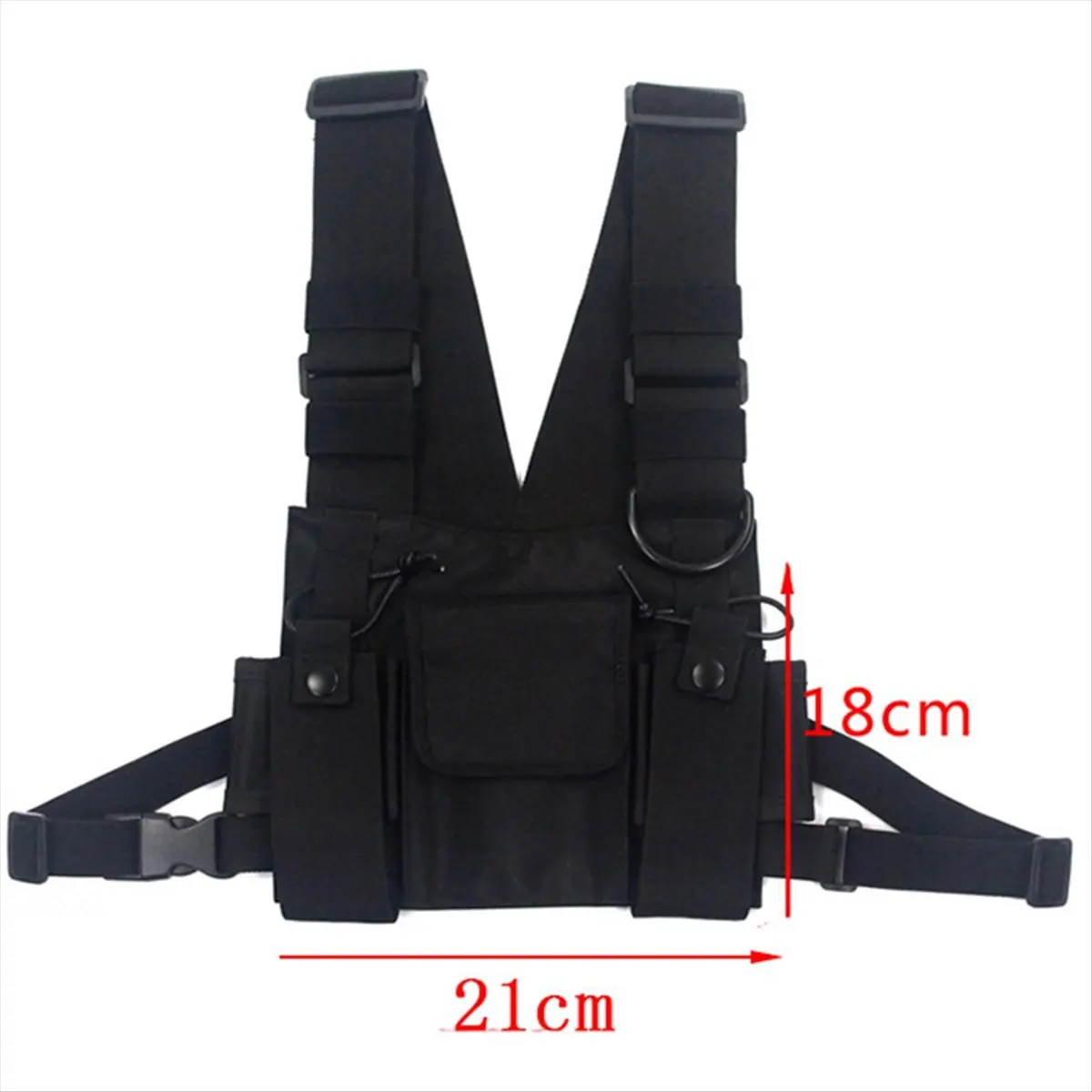 SWXF Walkie Talkies Front Pack Pouch Case Radio Shoulder Radio Reflective Chest Harness Bag for UV5R 888s Black
