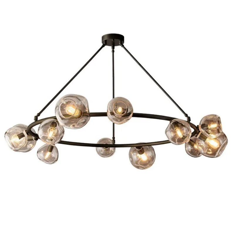 Living room American all-copper glass lamp, North American home improvement dining room chandelier, branch