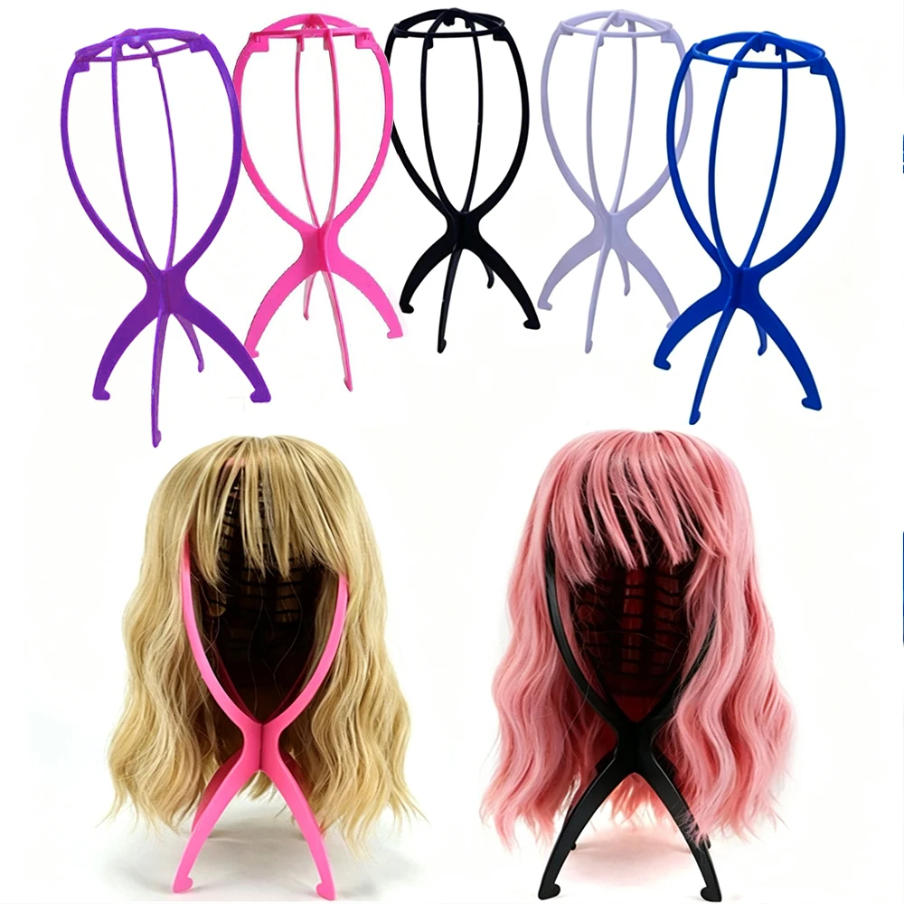 

6 Pack Short Wig Stand Portable Wig Holder for multiple Wigs and Hats, 14.2 Inches Travel Wig Stand
