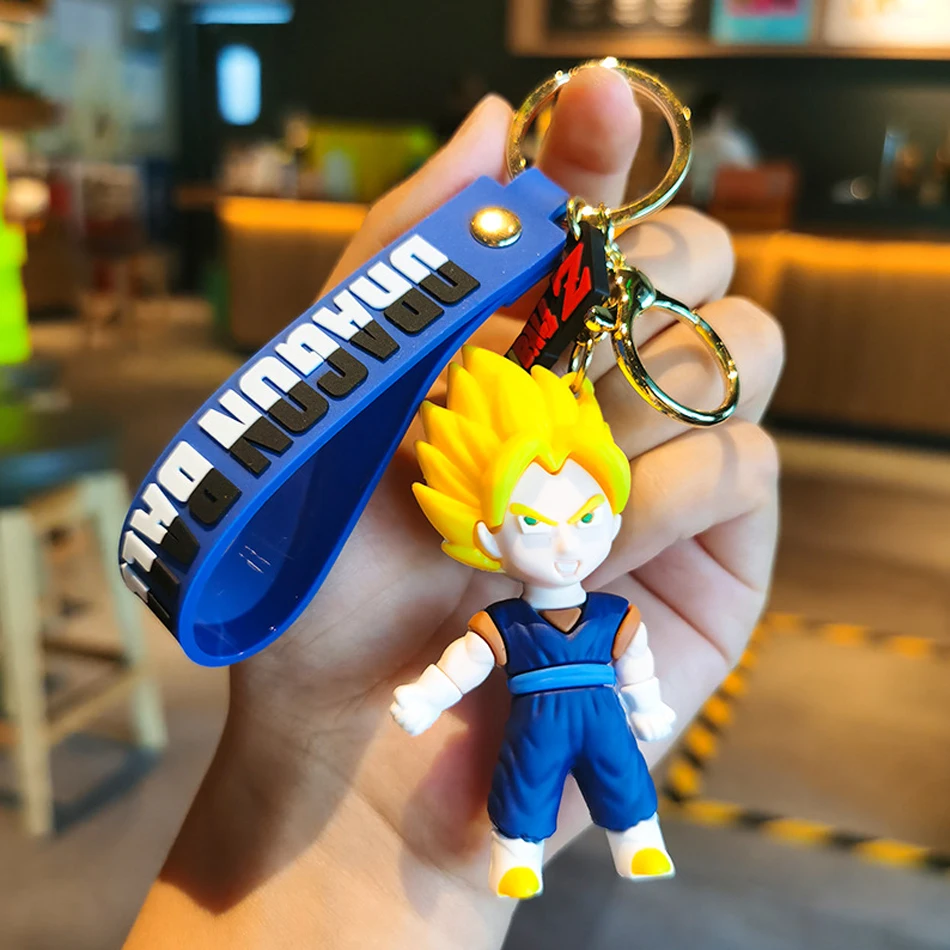 Dragon Ball Keychain PVC Cartoon Anime Figure Trunks Son Goku Piccolo Buu Vegeta Action Figures Key Chain Keyring Bag Pendant