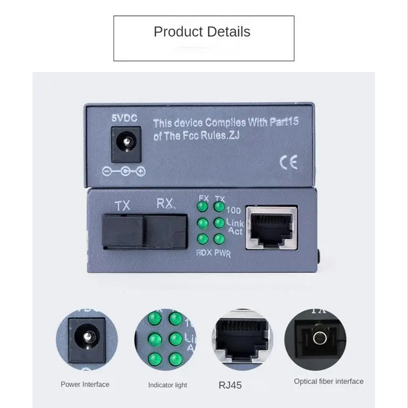 A59E 1 Pair -3100 Fiber Transceiver Single Fiber Converter 25Km SC 10/100M Single Mode Single Fiber Transceiver EU Plug