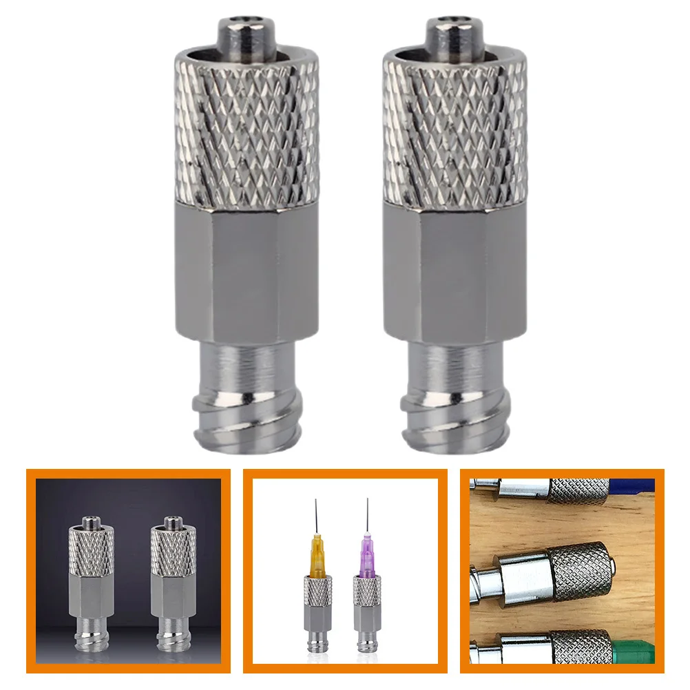 Adaptador de jeringa de Metal, conector de aguja extensible para dispensador de pegamento adhesivo, herramienta de broca de uso Industrial, 2 uds.