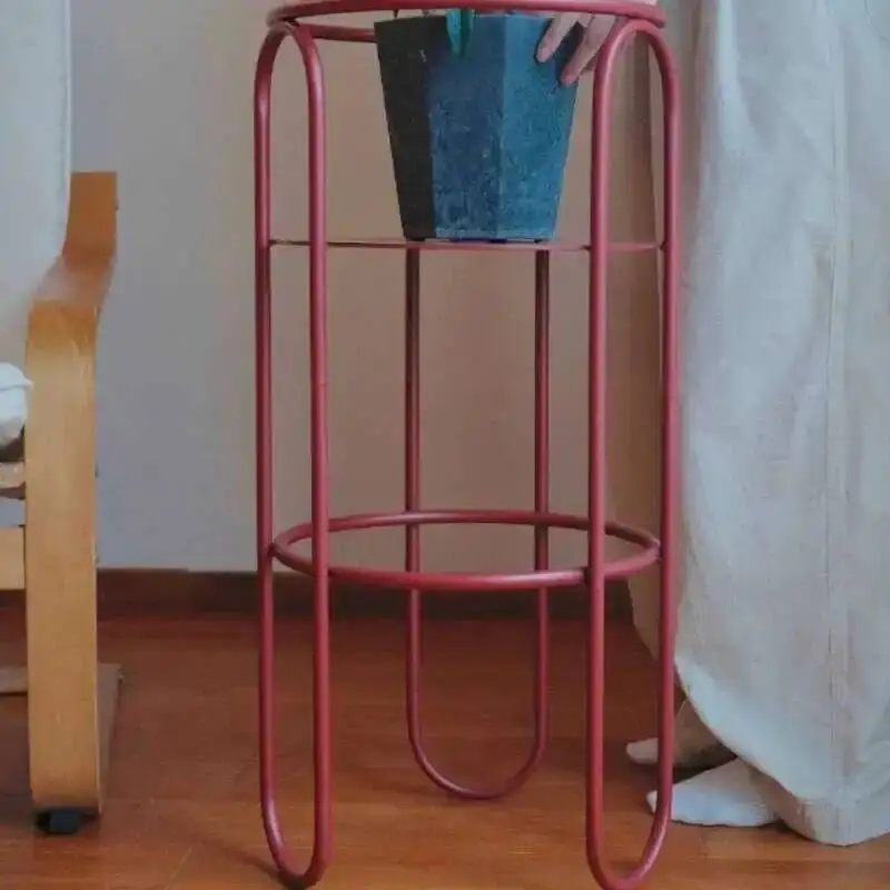Modern Flower Stand Minimalist Greenery Iron Pot Holder Movable Balcony Planter Rustproof Living Room Flower Rack