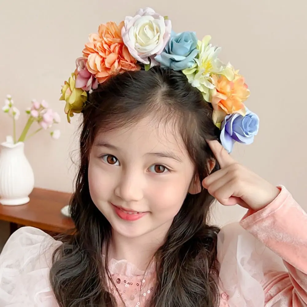 

Colorful Floral Garland Sweet Simulation Flower Hair Ornaments Children Flower Headband Hair Hoop Bridal Crown