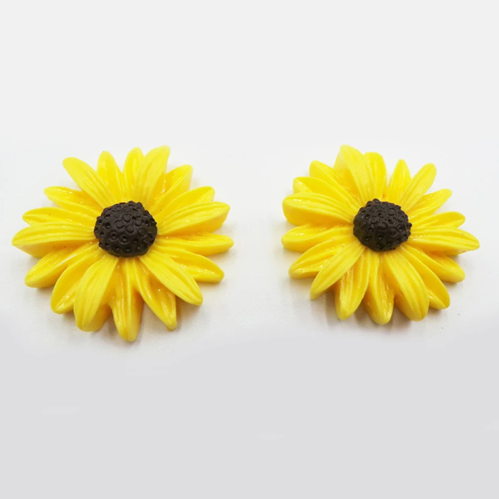 

100pcs Resin Daisy Flower Beads Flatback Accessories for Crafts Hair Jewelry Making Kids Adults Floral Decorations