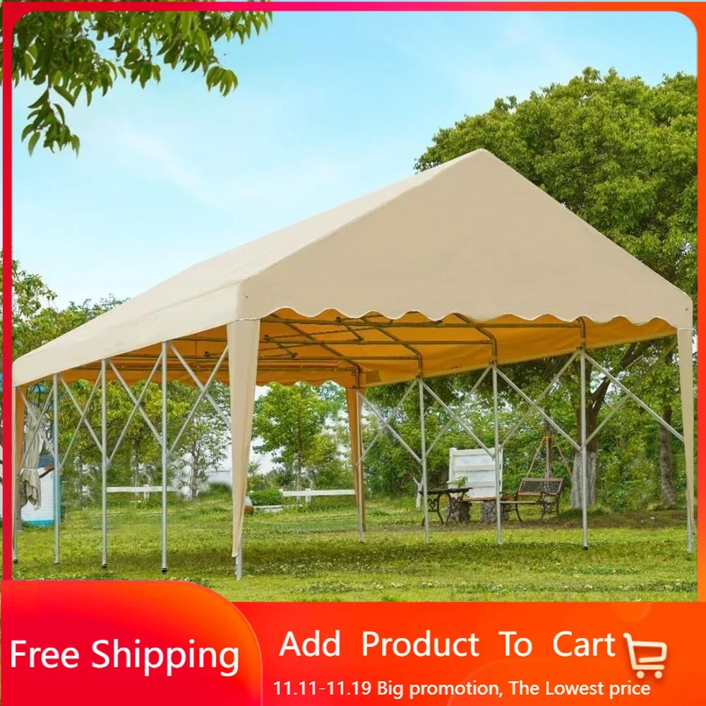 13'X20' Retractable Carport Garage with Wheels Movable Heavy Duty Party Tent for Outdoor Events, Storage for Car, Boat, etc.