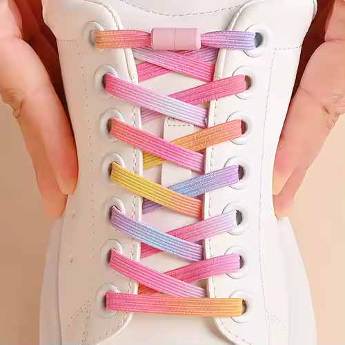 1Pair No Tie Shoe Laces Colorful Buckle Shoelaces Pearl Light Colorful Fashion Without Ties Elastic Laces Sneaker Kids Adult - Image 2