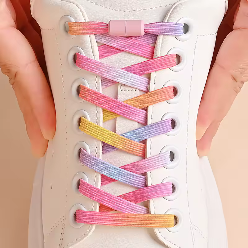 1Pair No Tie Shoe Laces Colorful Buckle Shoelaces Pearl Light Colorful Fashion Without Ties Elastic Laces Sneaker Kids Adult - Image 2