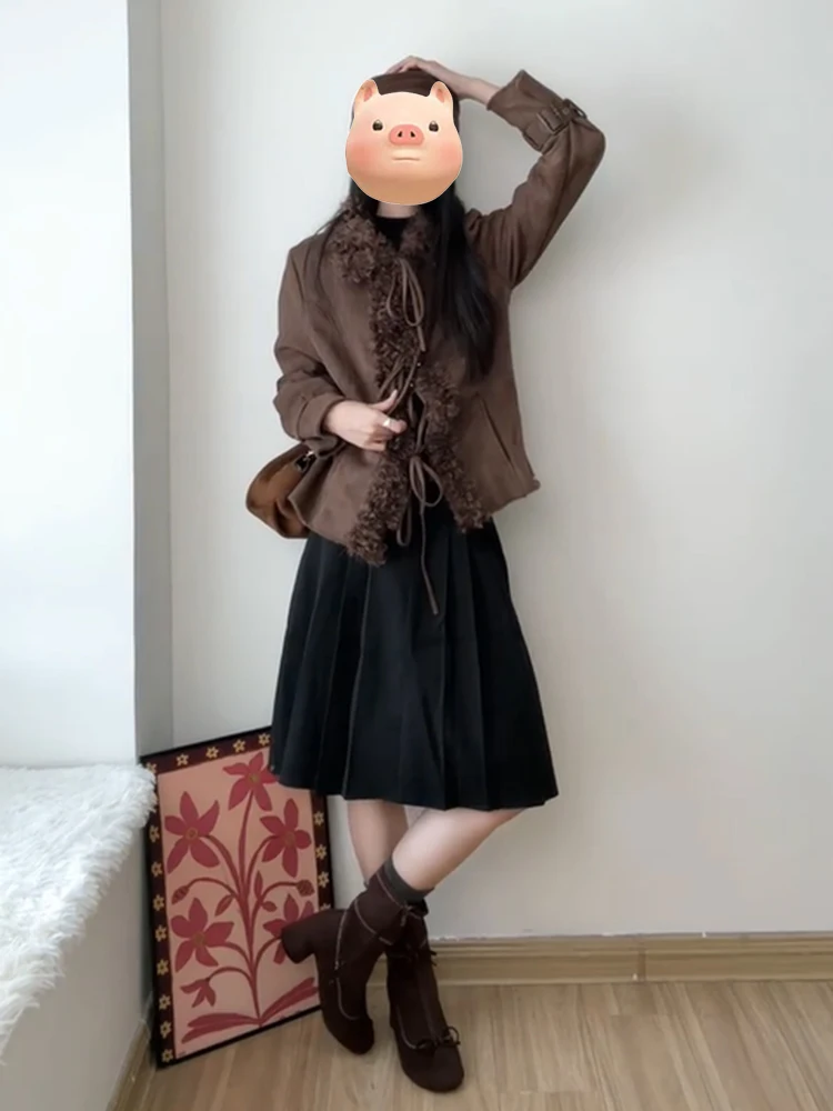 

Sli ort Slim Fit Jaet Women's Retro Fur Collar Coat Autumn Winter New Arrival Sexy Chic Chinese Brand Polyester Fiber