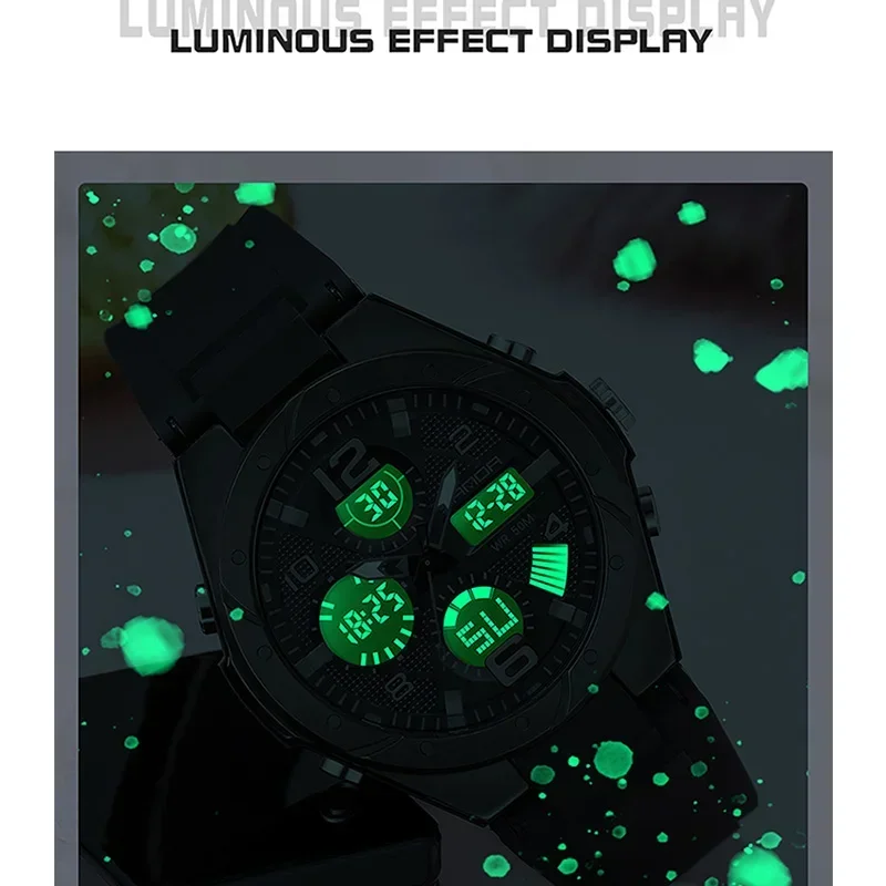 SANDA 6062 ساعة نسائية فتاة عسكرية مقاومة للماء كوارتز ساعات المعصم الفاخرة Ms LED ساعة رياضية رقمية موضة عادية الذهب المعصم