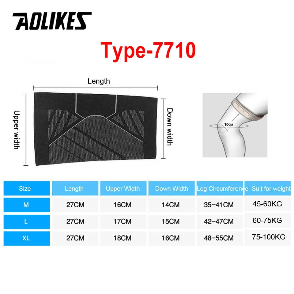 AOLIKES 1PCS Elastic Knee Pads Nylon Sports Fitness Kneepad Fitness Gear Patella Brace Running Basketball Volleyball Support