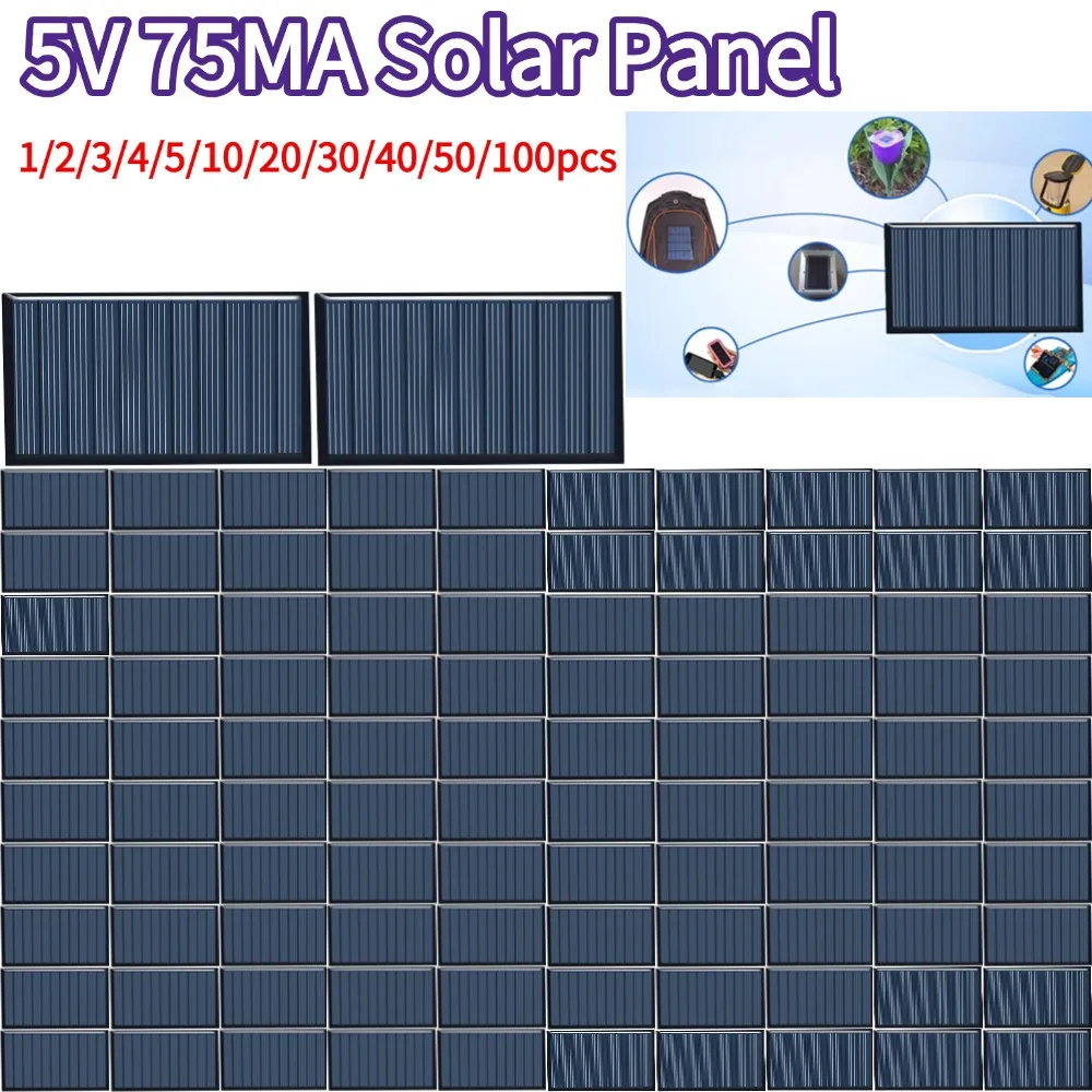 5 فولت 75MA لوحة طاقة شمسية لتقوم بها بنفسك نماذج تعمل بالطاقة في الهواء الطلق طقم شمسي قابل لإعادة الشحن للهاتف المحمول بطاريات تيار مستمر صغيرة شاحن ملحقات الطاقة