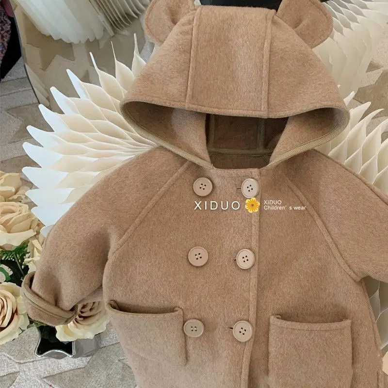 Girls Woolen Coat Jacket Cotton Outwear Overcoat 2023 Dazzling Warm Thicken Plus Velvet Winter Autumn Teenager Children\'s Clothi