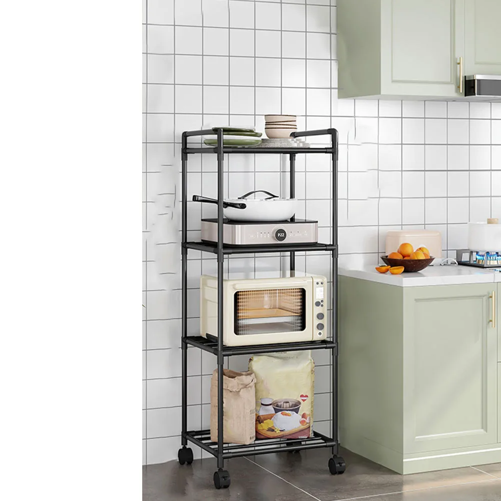 

Bathroom Floor-standing Storage Rack Black Iron Paint Long-term Use Punch-Free Sturdy Construction SPACE SAVING