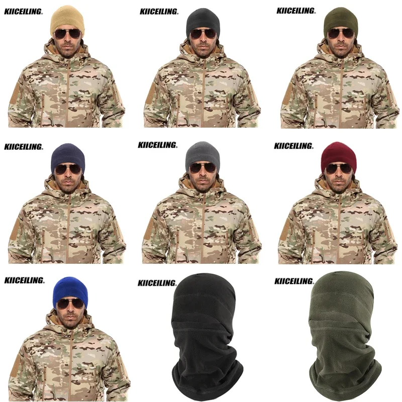 KIICEILING-Tactical Hat, Double Deck, Winter, Thick, Fleece, Warm, Windproof, Cycling, Hiking, Fishing, Outdoor, Hunting, Scarf