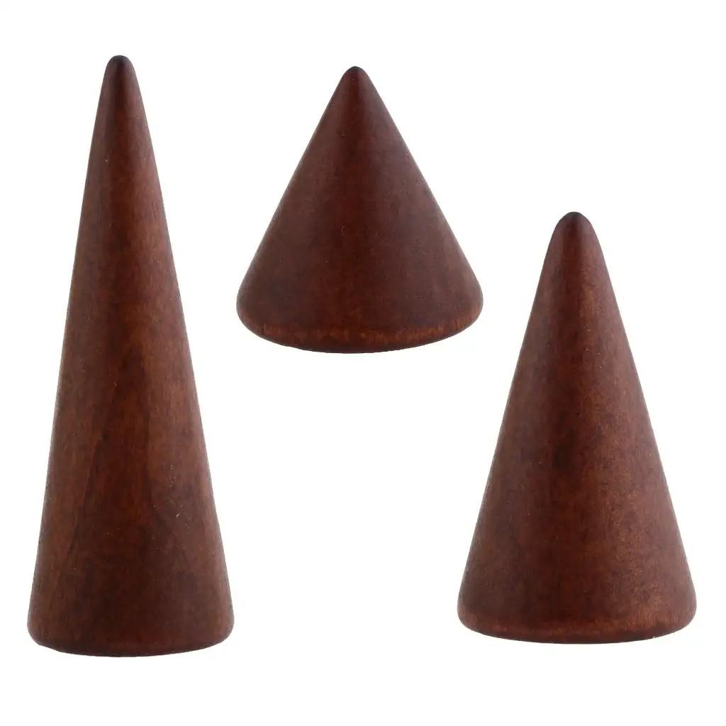 Display Rack Wooden Cone 3 Size to cm/1.2 Inch, 5cm/1.9inch, 8cm/ 3 Inch