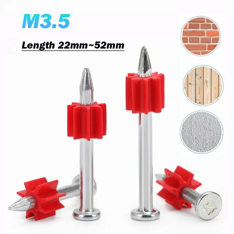 10pcs Hard Cement Wall Steel Nail 22mm~52mm Shoot Nails Hardened Advertising Pegs Picture Frames Fasteners Hardware Accessories