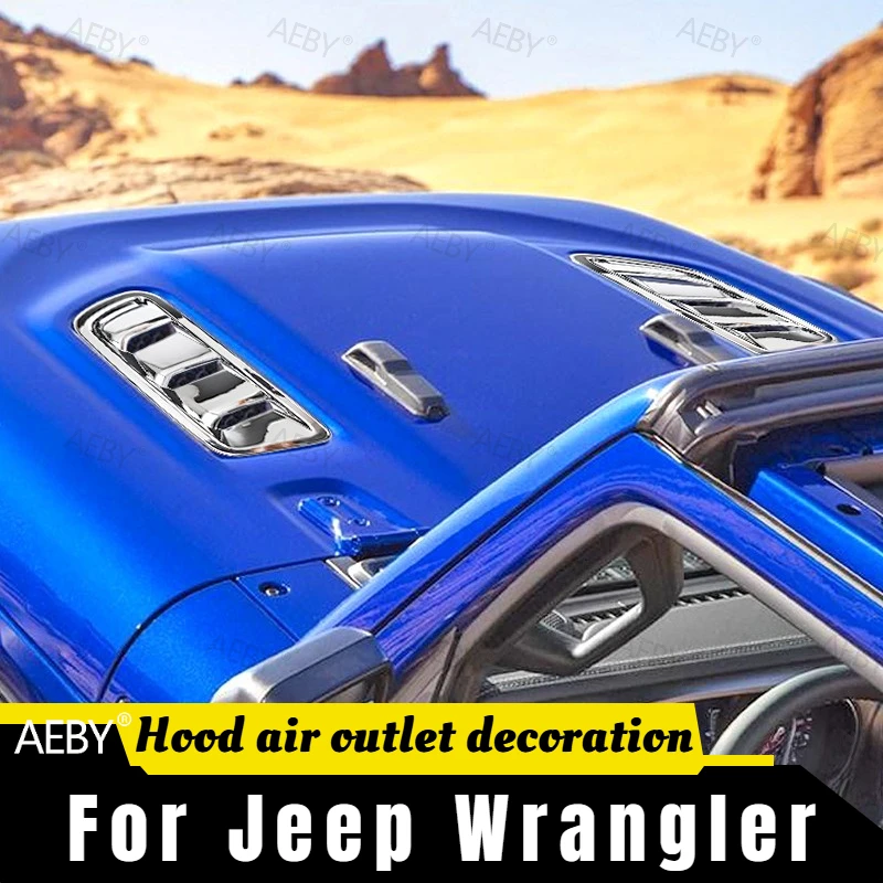 

For Jeep Wrangler 2018-2023 Hood vent louver panel,mesh grille guard,Air outlet decoration,grille cover,Car accessories