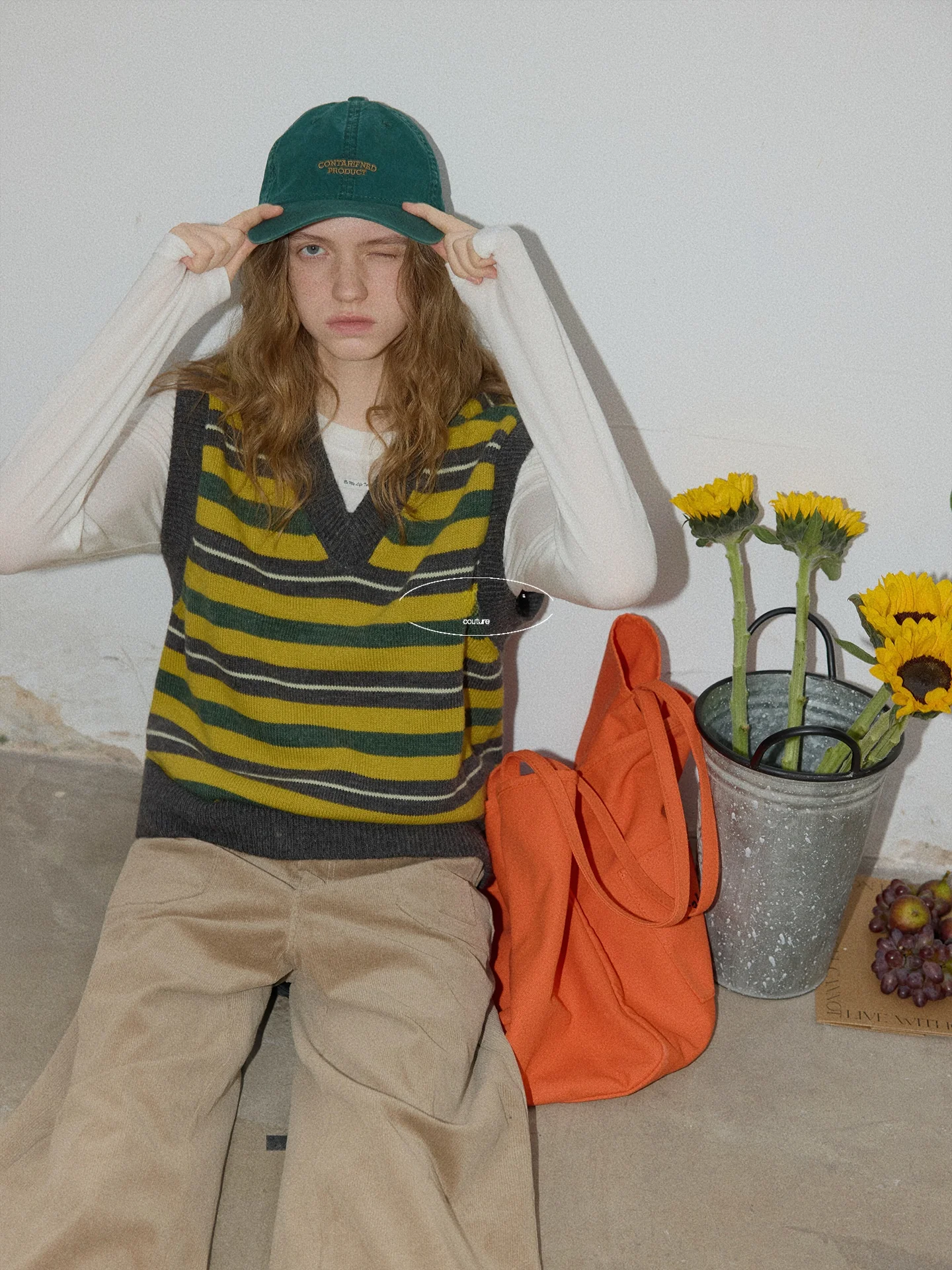 

Вязаный жилет BMLT i Spring Color Blo Stripe с V-образным вырезом, в корейском стиле, ретро, многослойный топ, женский, модный, теплый, из смесовой шерсти