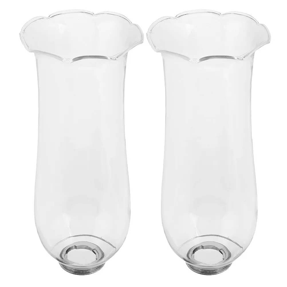 2Pcs Hand Blown Glass Hurricane Holder Windproof Clear Lamp Chimney for Vintage Oil Lamps Outdoor Patio Camping