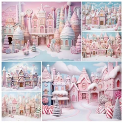 Photography Background Winter Christmas Gingerbread Candyland Xmas Tree Kid Family Portrait Decor Backdrop Photo Studio