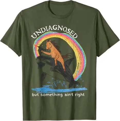 Nicht diagnostiziert, aber irgendetwas stimmt nicht Pferde reiten Wal Männer T-Shirt Y2k Kunstwerk Regenbogen Grafik Ästhetik Kleidung Mode T-Shirts – Detail 9