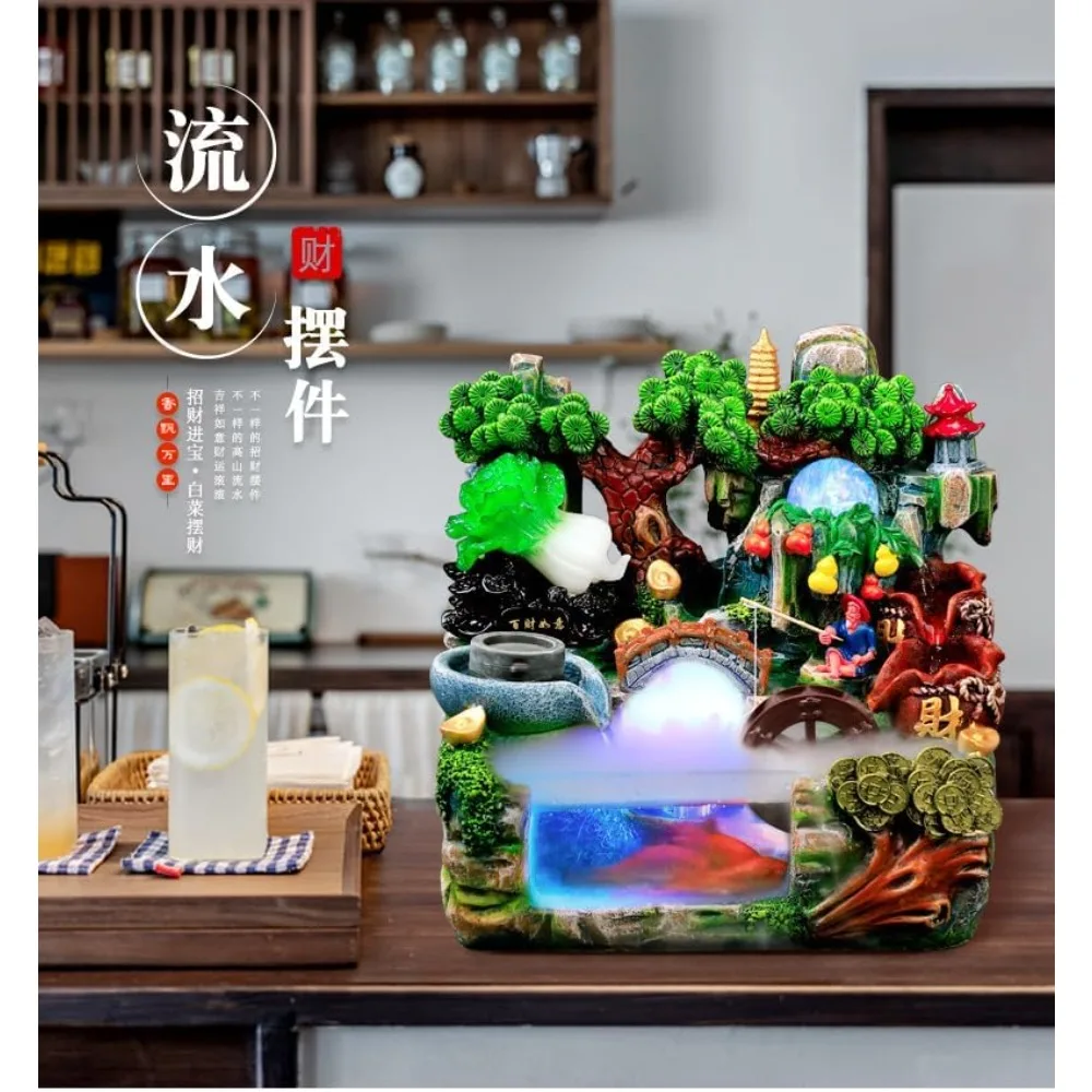 Swing the fortune Ruyi, rockery, flowing water, fountain, decoration, flower market, bonsai, beckoning creativity, fish tank