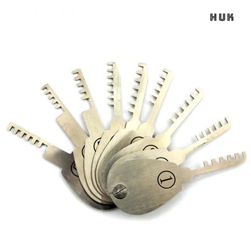 

HUK-Locksmith Tools, Civil Lock, Stainless Steel Comb Lock, 9in1 Full Set, Repair Tool,Hareware Tools.