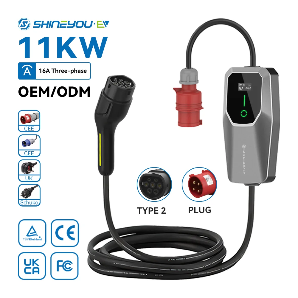 

Home Fast Electric Vehicle Charging Station 32A 11KW IEC 62196 Type 2 Evse Portable Ev Charger