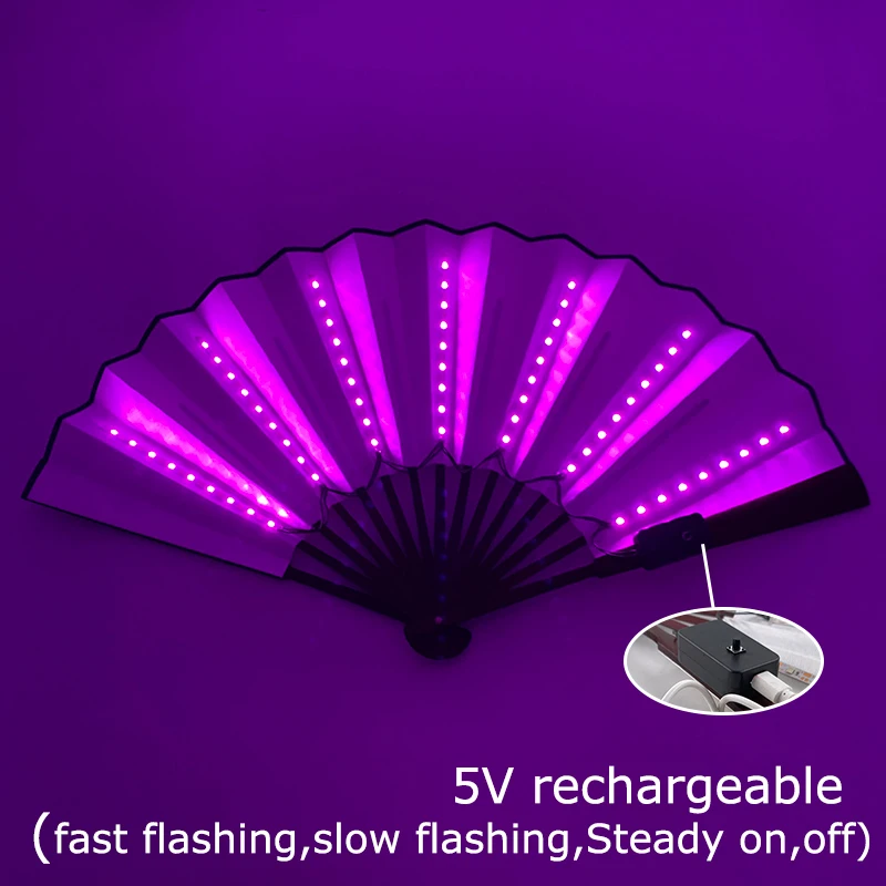 

Rechargeable Glow Folding LED Fan Dancing Lights Night Show DJ Bar Night Club Wedding Decoration Stage Performance Props