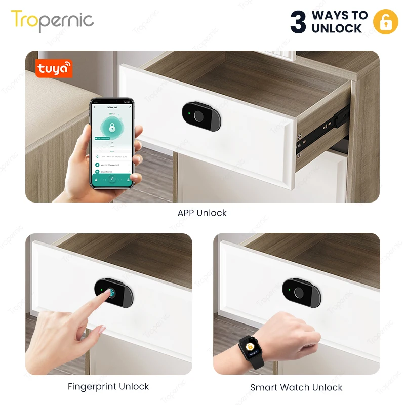 Keyless Electric Fingerprint Cabinet Drawer Lock RFID 13.56MHz IC Cabinet Lock Unlock Intelligent Keyless Sensor Lock Easy To In