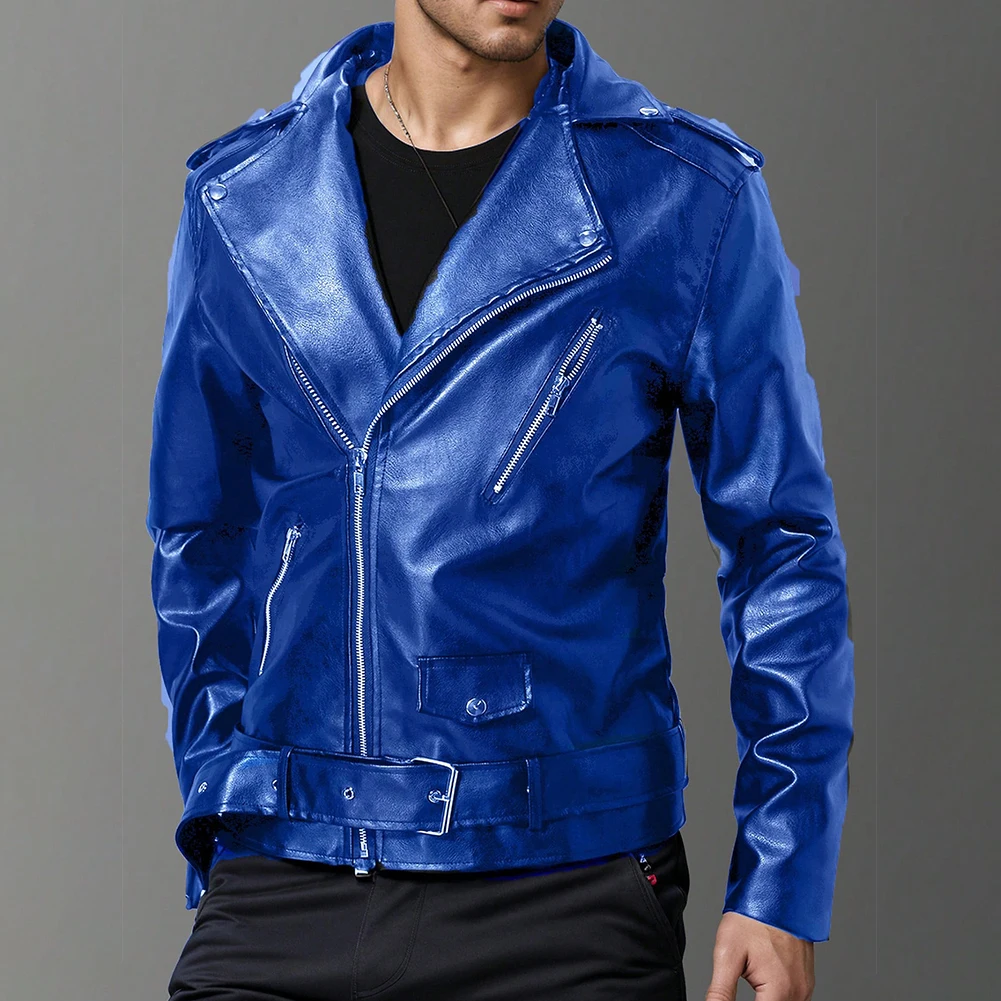 Mens Imitation Leather Motorcycle Rider Biker Slim Fit Outwear Coats Zip Jackets